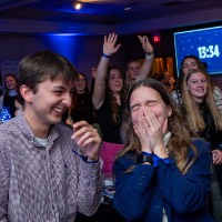 Two friends laughing